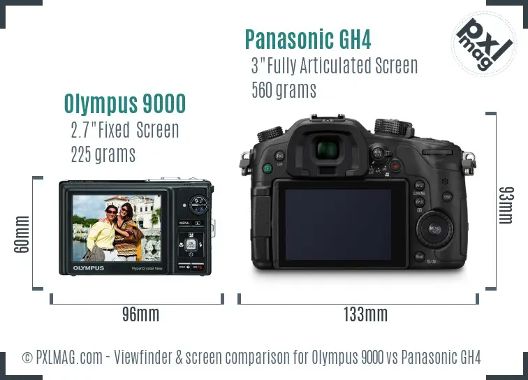Olympus 9000 vs Panasonic GH4 Screen and Viewfinder comparison