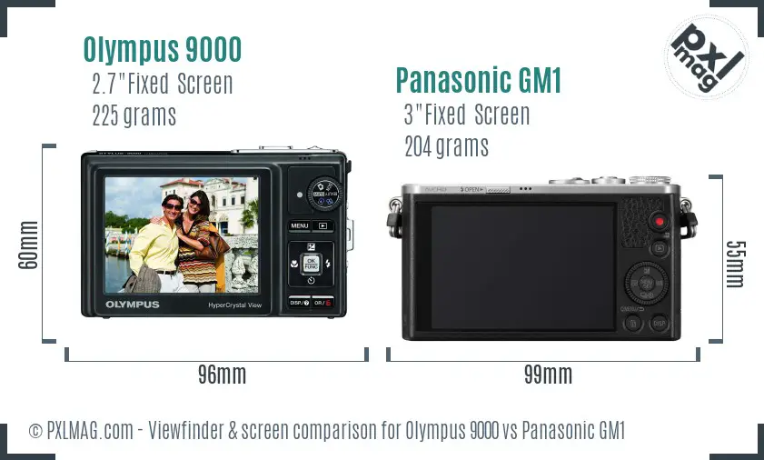 Olympus 9000 vs Panasonic GM1 Screen and Viewfinder comparison