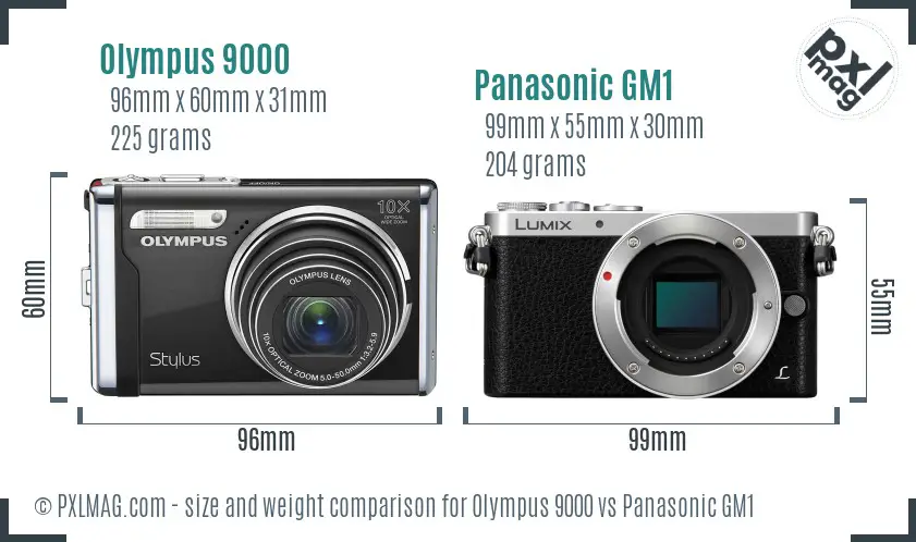 Olympus 9000 vs Panasonic GM1 size comparison
