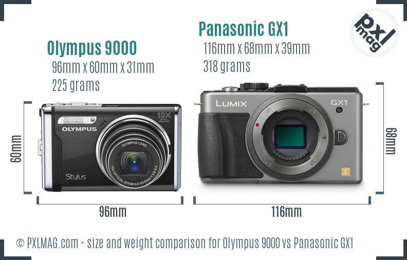 Olympus 9000 vs Panasonic GX1 size comparison