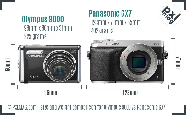 Olympus 9000 vs Panasonic GX7 size comparison