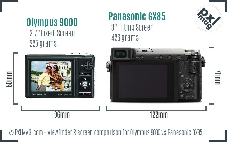 Olympus 9000 vs Panasonic GX85 Screen and Viewfinder comparison