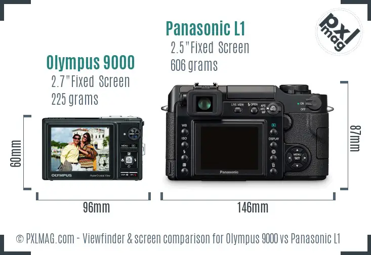 Olympus 9000 vs Panasonic L1 Screen and Viewfinder comparison