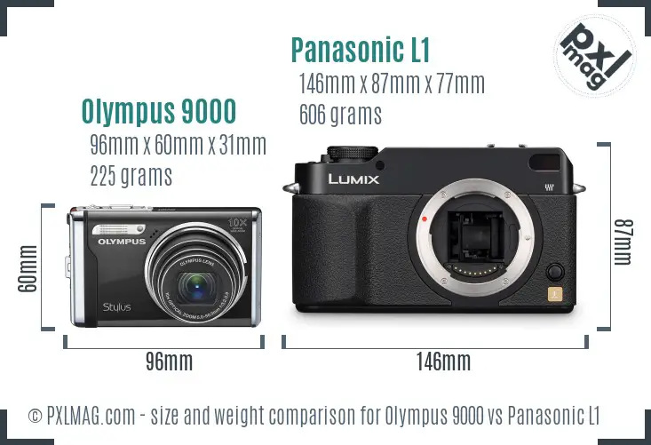 Olympus 9000 vs Panasonic L1 size comparison