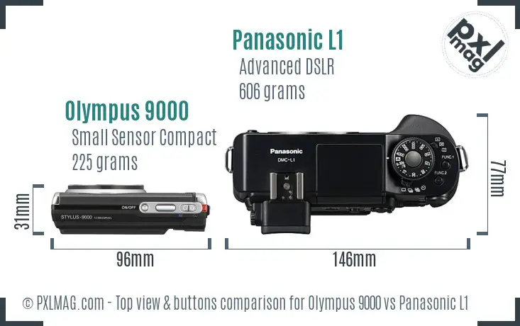 Olympus 9000 vs Panasonic L1 top view buttons comparison