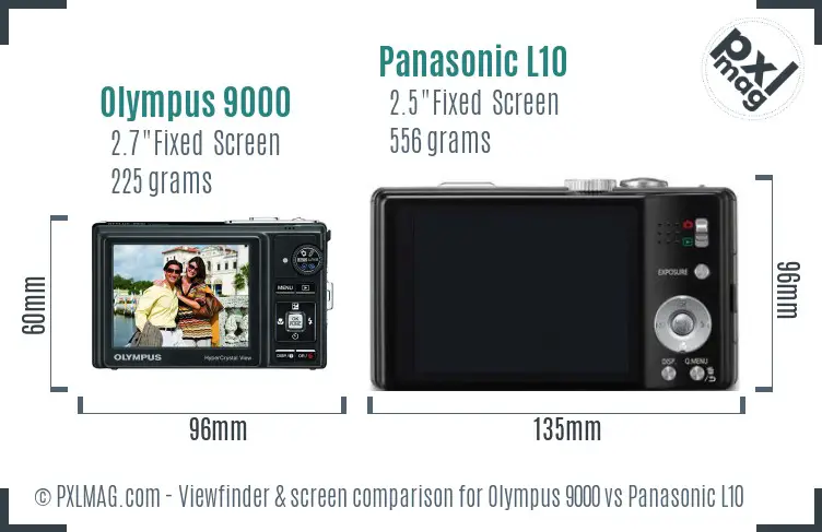 Olympus 9000 vs Panasonic L10 Screen and Viewfinder comparison