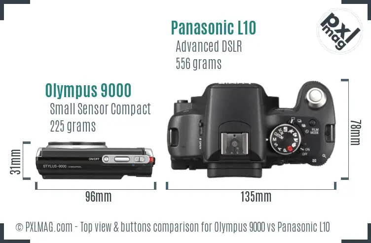 Olympus 9000 vs Panasonic L10 top view buttons comparison