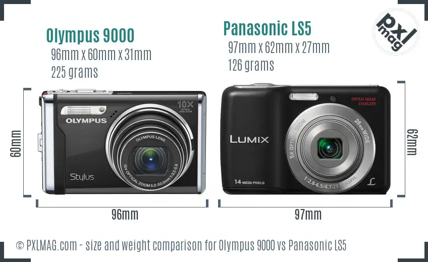 Olympus 9000 vs Panasonic LS5 size comparison