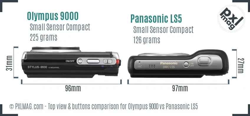Olympus 9000 vs Panasonic LS5 top view buttons comparison