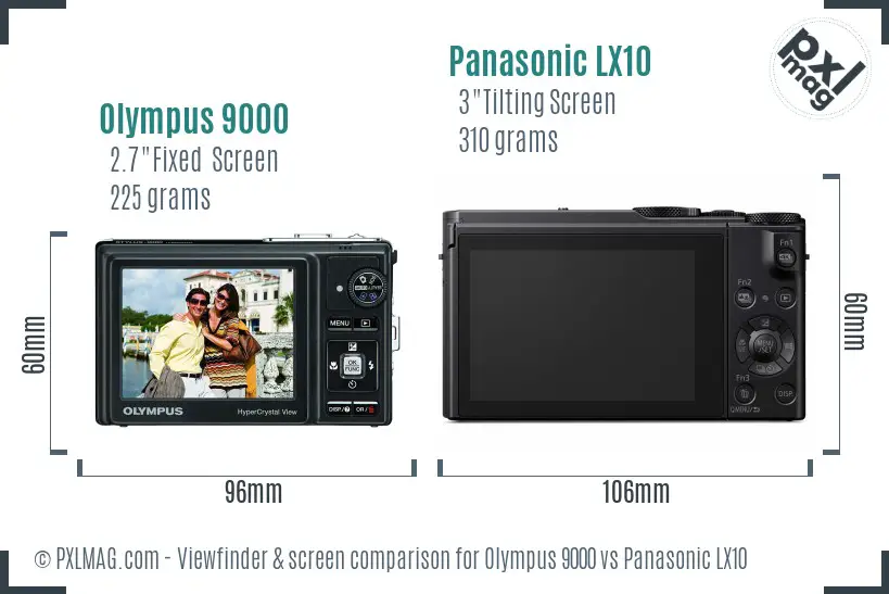 Olympus 9000 vs Panasonic LX10 Screen and Viewfinder comparison