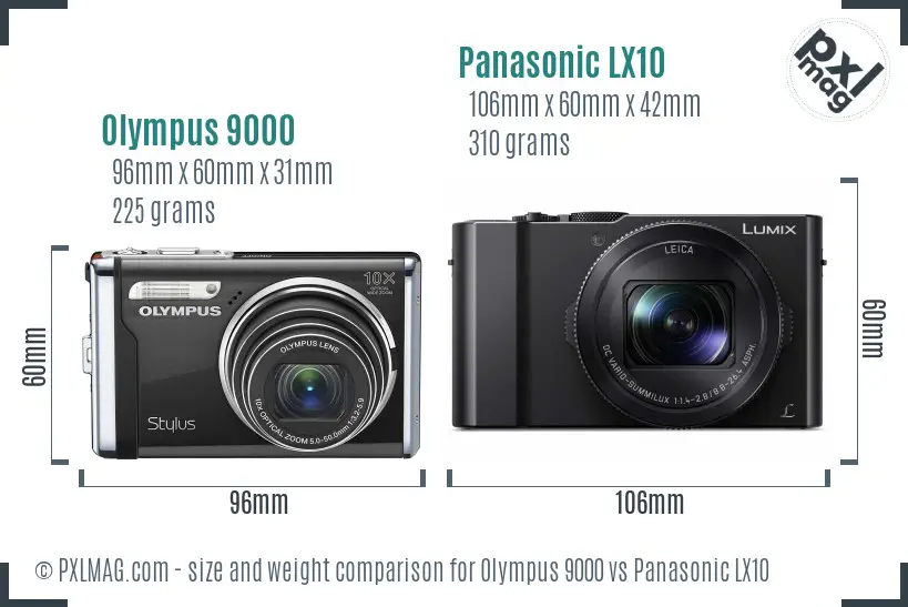 Olympus 9000 vs Panasonic LX10 size comparison