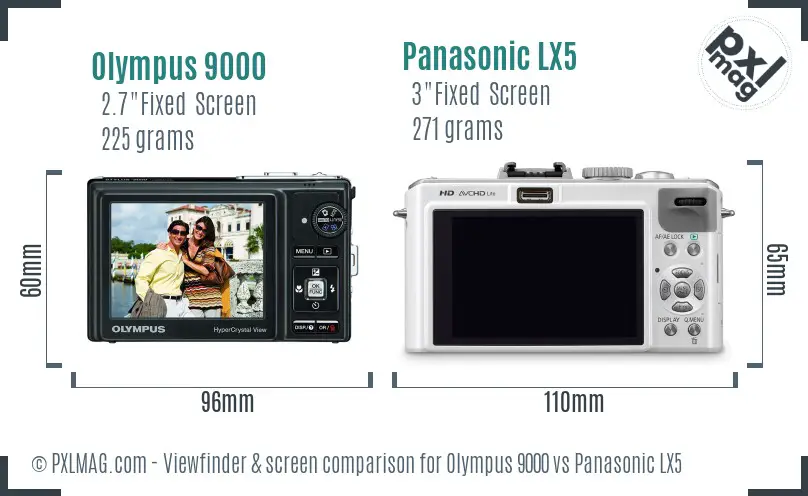Olympus 9000 vs Panasonic LX5 Screen and Viewfinder comparison
