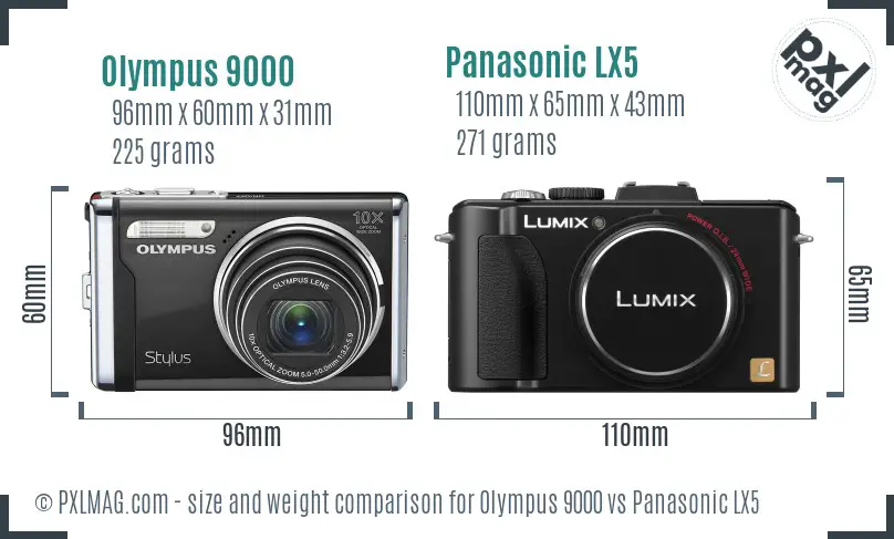 Olympus 9000 vs Panasonic LX5 size comparison