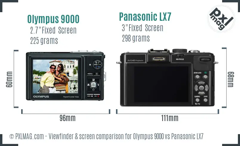 Olympus 9000 vs Panasonic LX7 Screen and Viewfinder comparison