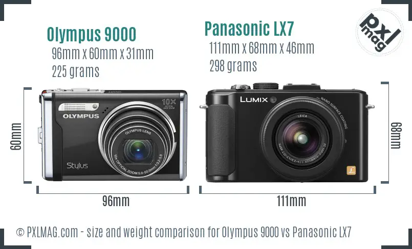 Olympus 9000 vs Panasonic LX7 size comparison