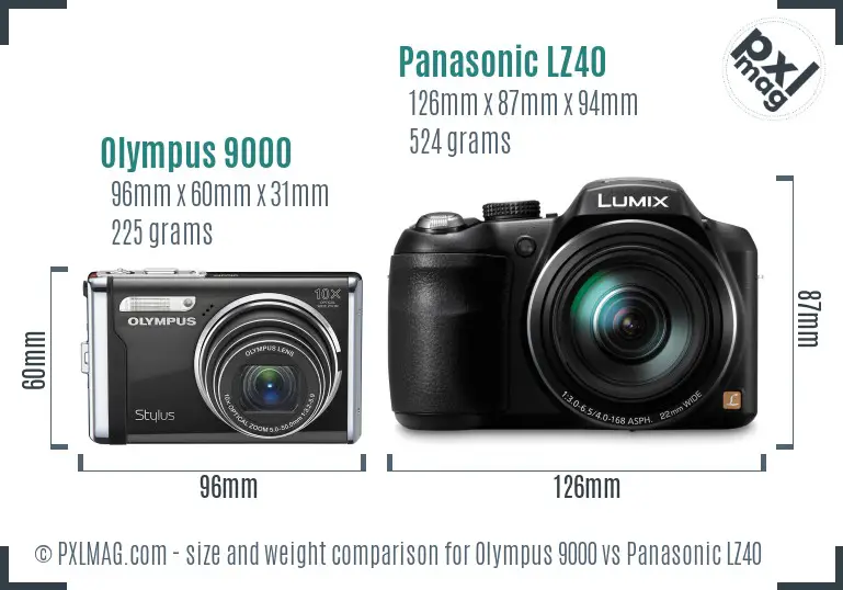 Olympus 9000 vs Panasonic LZ40 size comparison