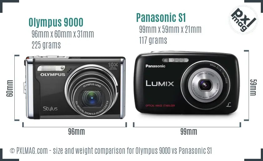 Olympus 9000 vs Panasonic S1 size comparison