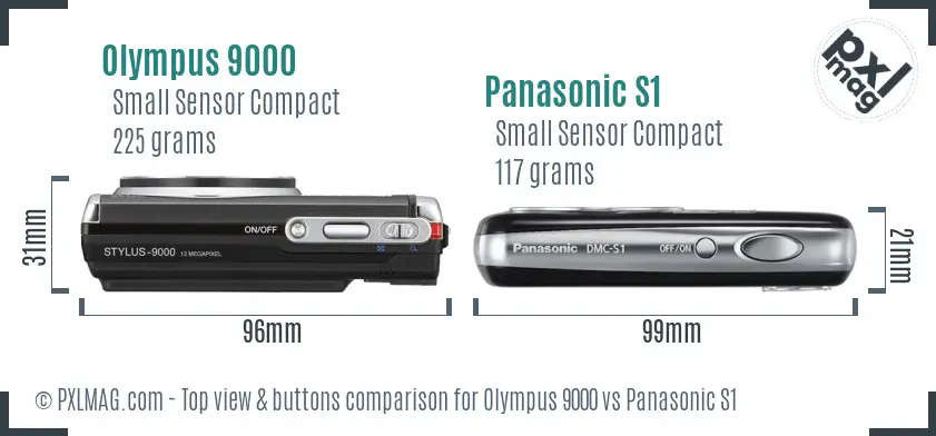 Olympus 9000 vs Panasonic S1 top view buttons comparison