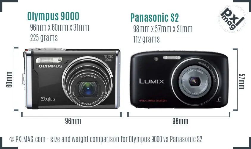 Olympus 9000 vs Panasonic S2 size comparison