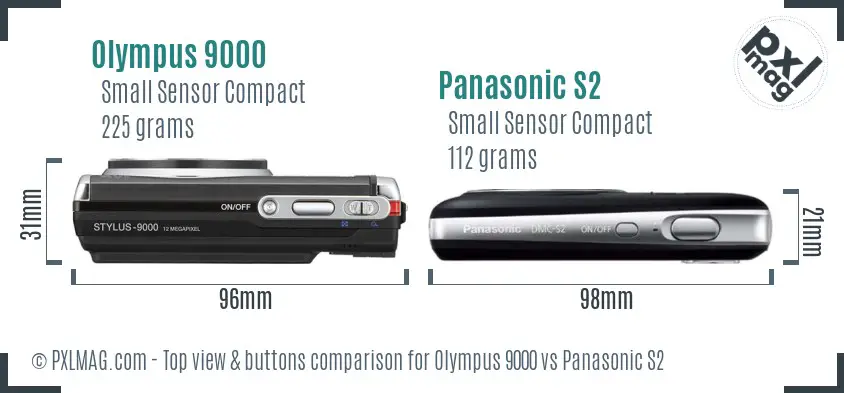 Olympus 9000 vs Panasonic S2 top view buttons comparison