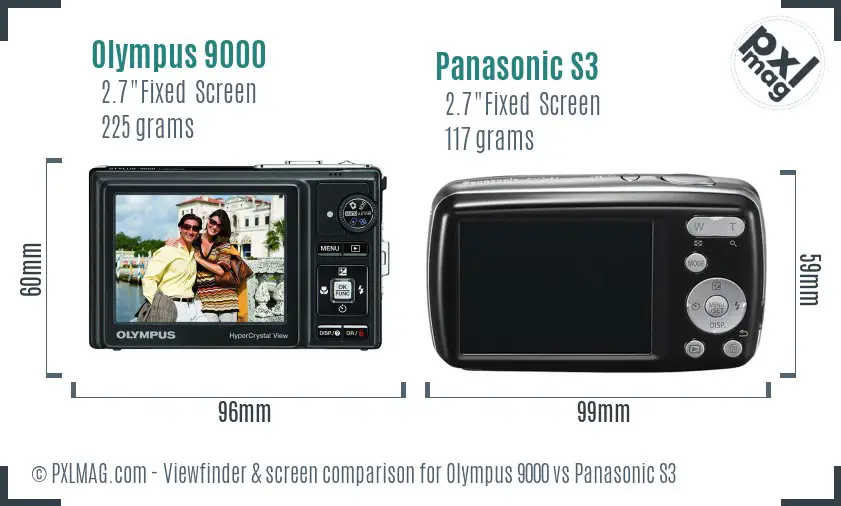 Olympus 9000 vs Panasonic S3 Screen and Viewfinder comparison