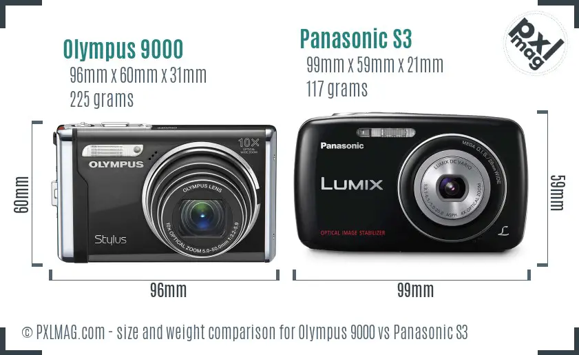 Olympus 9000 vs Panasonic S3 size comparison