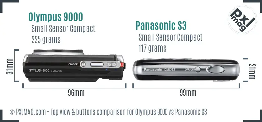 Olympus 9000 vs Panasonic S3 top view buttons comparison