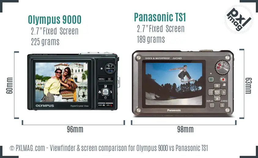Olympus 9000 vs Panasonic TS1 Screen and Viewfinder comparison