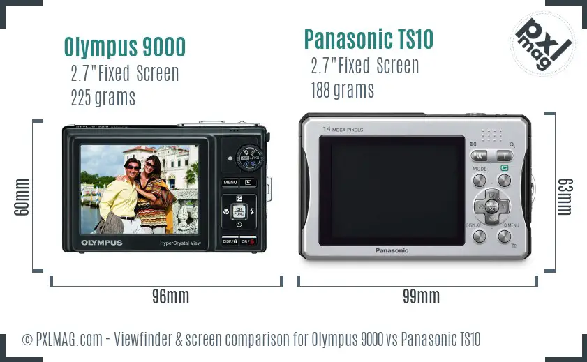 Olympus 9000 vs Panasonic TS10 Screen and Viewfinder comparison