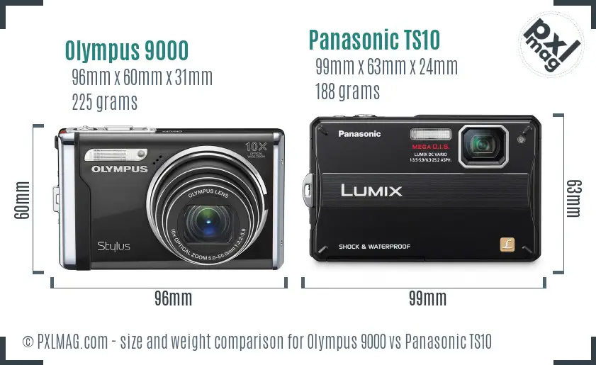 Olympus 9000 vs Panasonic TS10 size comparison