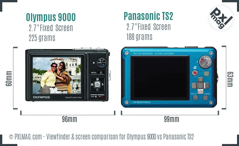 Olympus 9000 vs Panasonic TS2 Screen and Viewfinder comparison