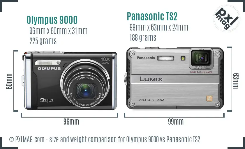 Olympus 9000 vs Panasonic TS2 size comparison