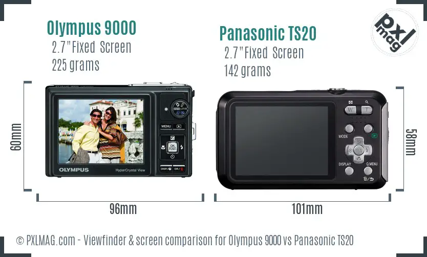 Olympus 9000 vs Panasonic TS20 Screen and Viewfinder comparison