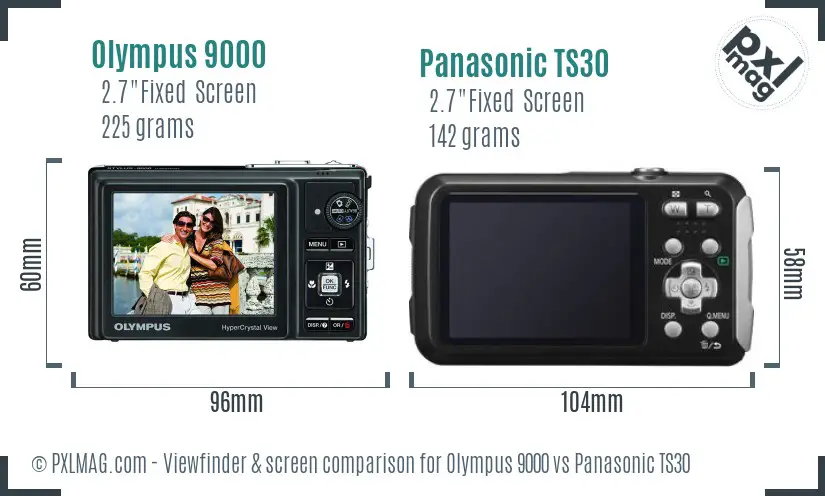 Olympus 9000 vs Panasonic TS30 Screen and Viewfinder comparison