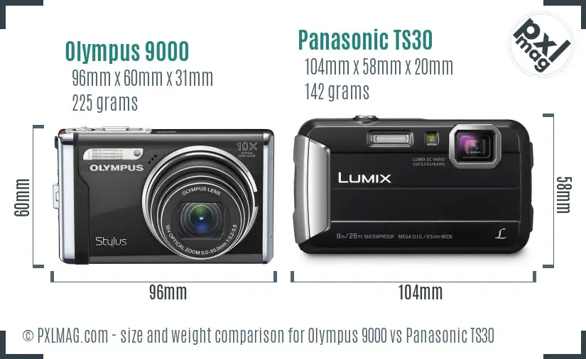 Olympus 9000 vs Panasonic TS30 size comparison