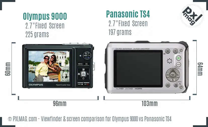 Olympus 9000 vs Panasonic TS4 Screen and Viewfinder comparison
