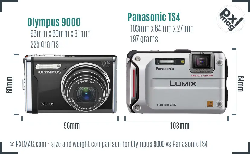 Olympus 9000 vs Panasonic TS4 size comparison