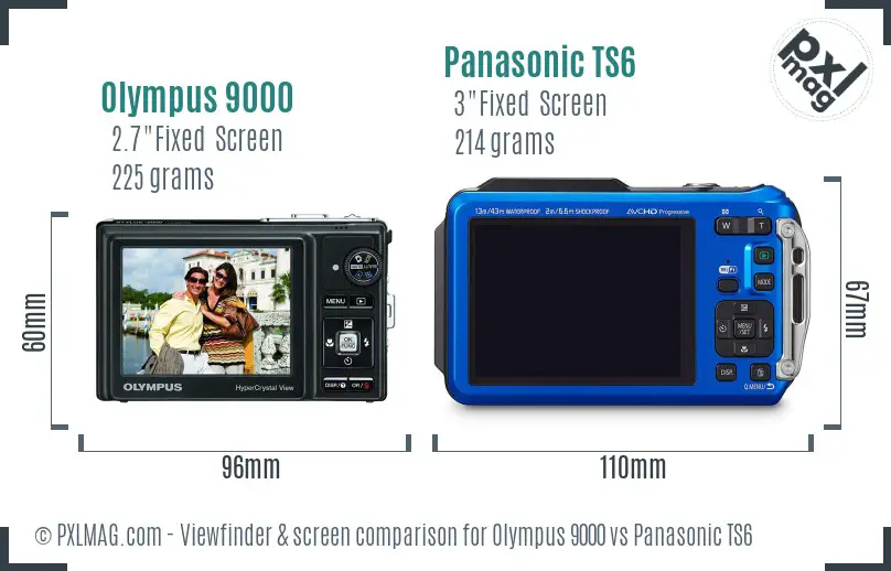 Olympus 9000 vs Panasonic TS6 Screen and Viewfinder comparison