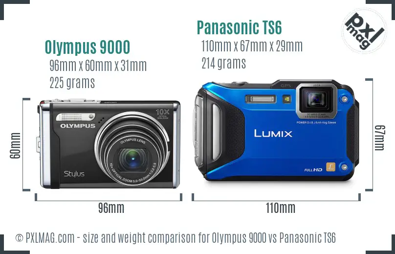 Olympus 9000 vs Panasonic TS6 size comparison