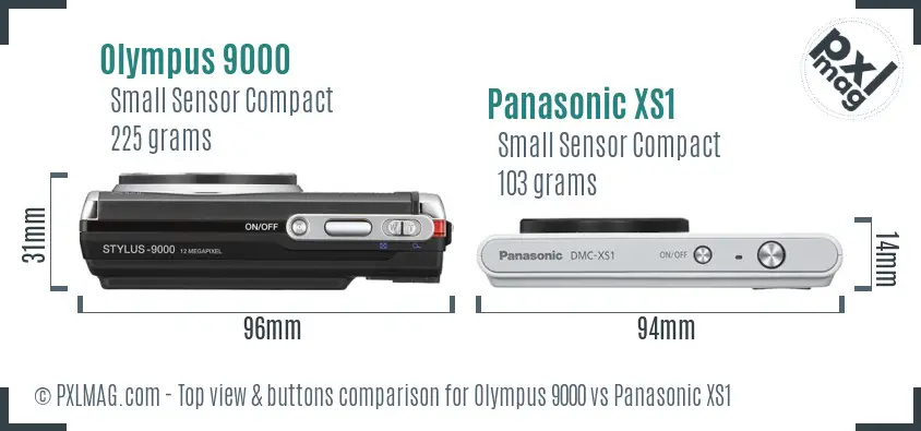 Olympus 9000 vs Panasonic XS1 top view buttons comparison