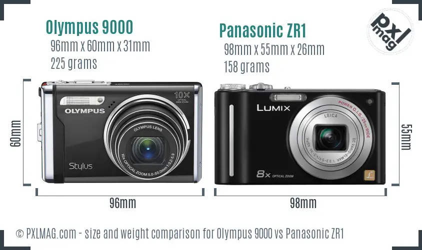 Olympus 9000 vs Panasonic ZR1 size comparison
