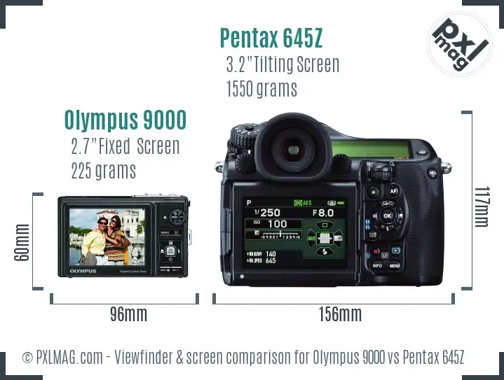 Olympus 9000 vs Pentax 645Z Screen and Viewfinder comparison