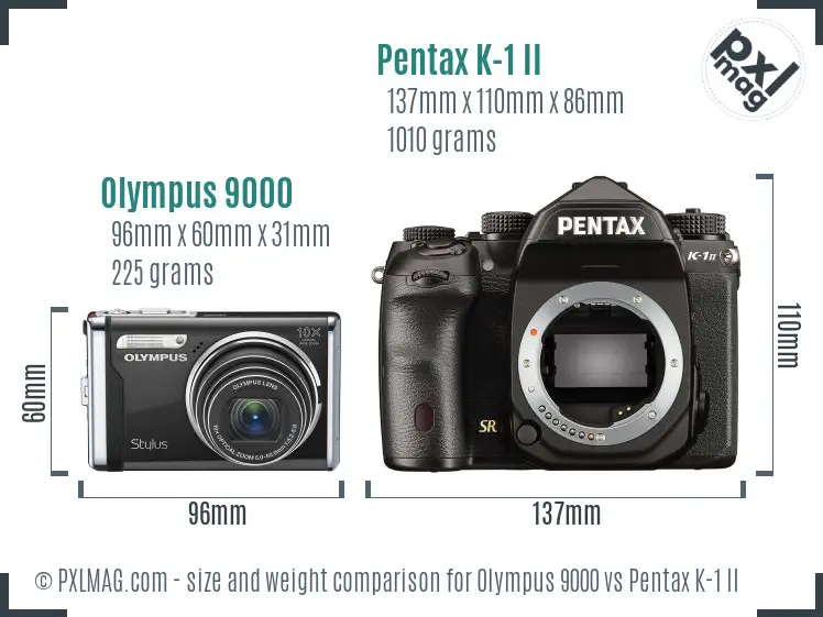 Olympus 9000 vs Pentax K-1 II size comparison