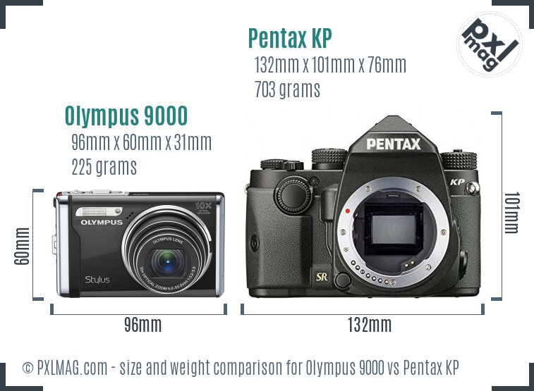 Olympus 9000 vs Pentax KP size comparison