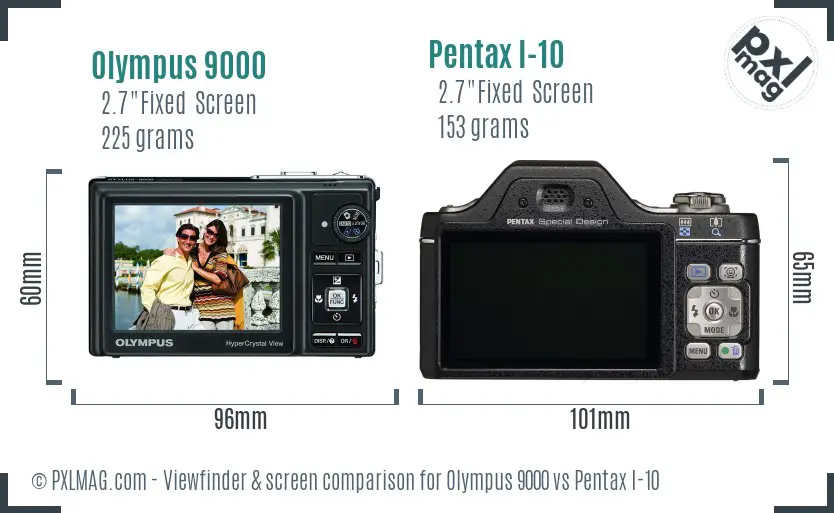 Olympus 9000 vs Pentax I-10 Screen and Viewfinder comparison