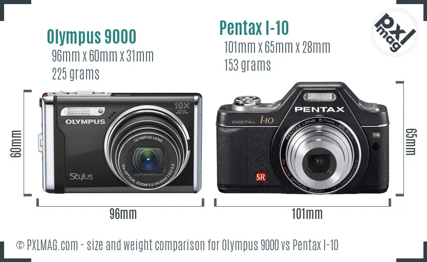 Olympus 9000 vs Pentax I-10 size comparison