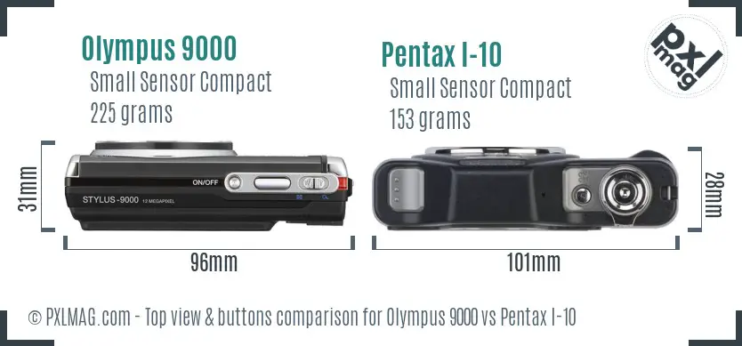 Olympus 9000 vs Pentax I-10 top view buttons comparison