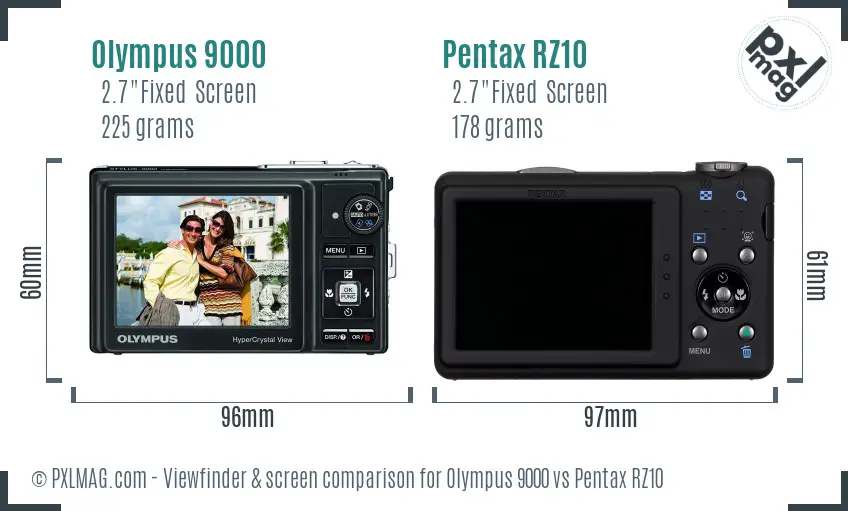 Olympus 9000 vs Pentax RZ10 Screen and Viewfinder comparison