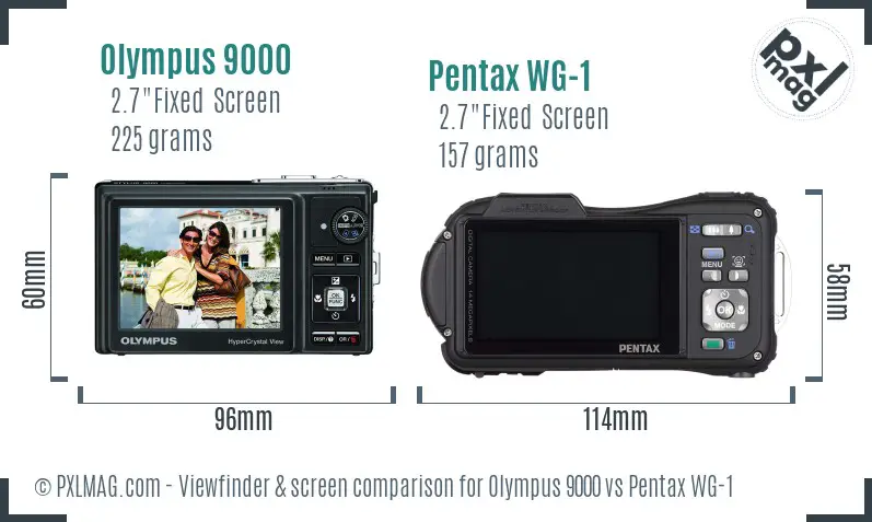 Olympus 9000 vs Pentax WG-1 Screen and Viewfinder comparison