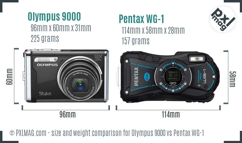 Olympus 9000 vs Pentax WG-1 size comparison
